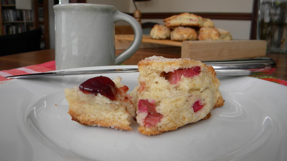 Naughty rhubarb scones